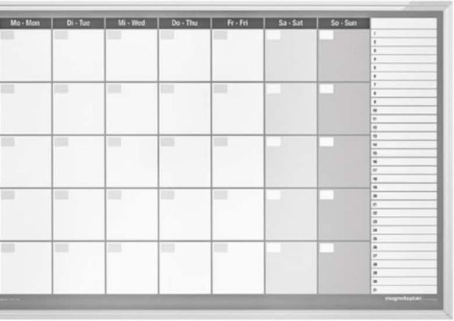 Magnetoplan Monatsplaner CC für Professionals aus Aluminium, B/H: 920 x 625 mm, 7 x 5 Felder - Bild 1