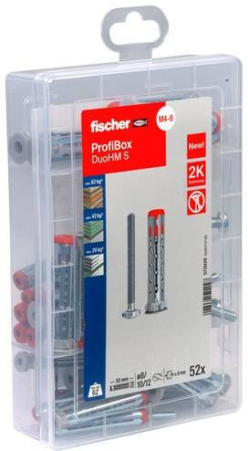 Fischer MeisterboX DuoHM Hohlraumdübel mit Panhead-Schraube PZ, 55 mm, 52 Stück - Bild 1