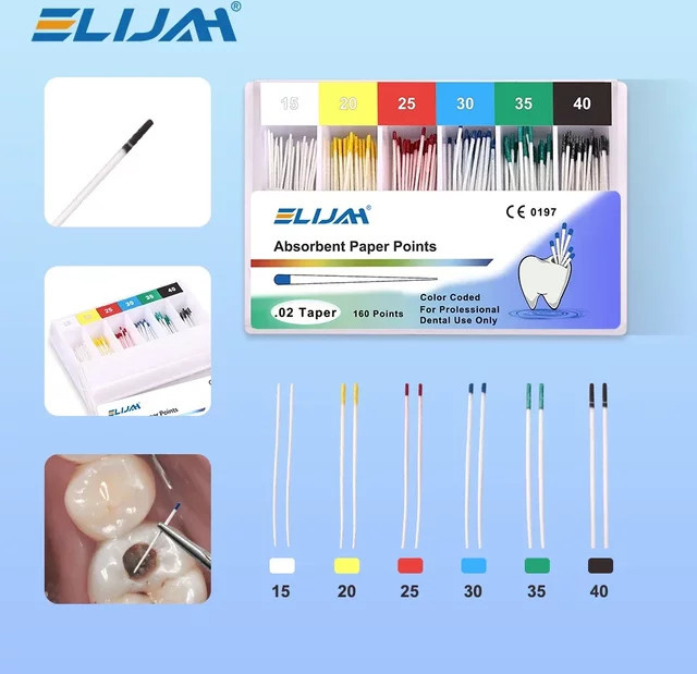 ELIJAH Dental Absorbierende Papierpunkte, Sterile Papierspitzen, Einweg - Bild 1