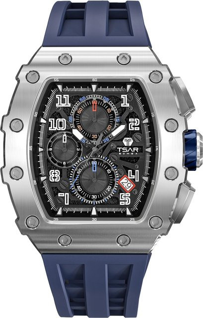 Tsar Bomba Herrenuhr Elemental Chronograph, Quarz, Edelstahl, 44 mm, Schwarz - Bild 1