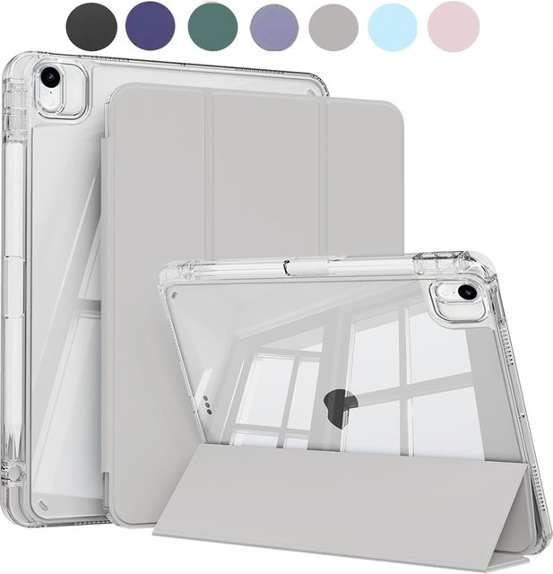 Chenxiaotong Schutzhülle für iPad Air 4/5/6/7 11 Zoll M2 M3 2024 2025, Transparent/Lila, Hülle mit Stifthalter und stoßfestem TPU-Rahmen - Bild 1