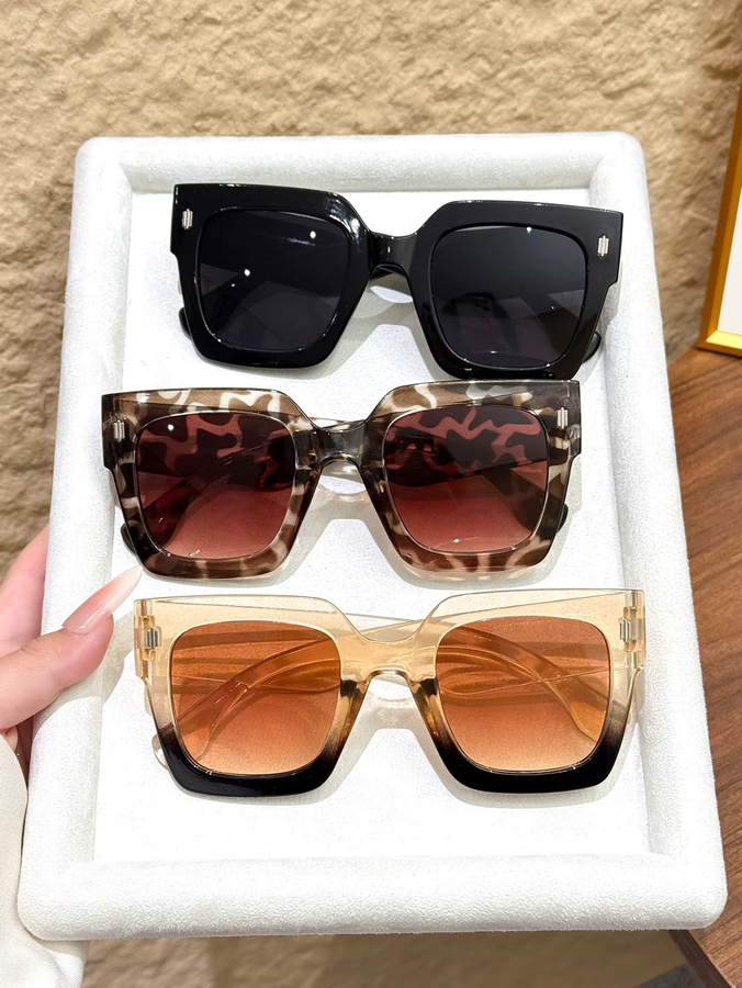CAIPAI Sonnenbrille Damen, Vollrand, Square, Kunststoff, Schwarz - Bild 2