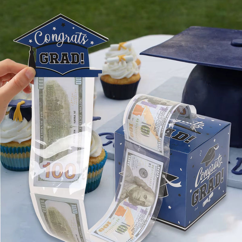 Bargeld-Geschenkbox für die Abschlussfeier 2025, Spardose aus Kunststoff in Braun - Bild 3