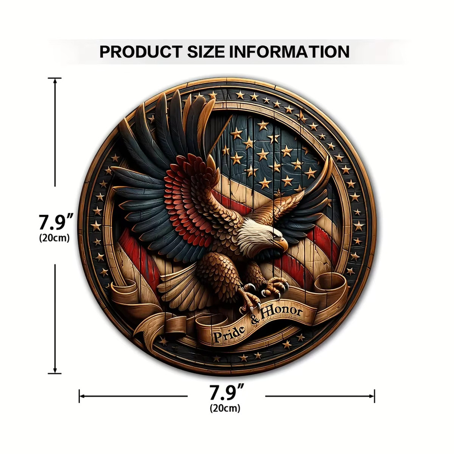 Dekoratives Holzschild American Bald Eagle von HELLOYOUNG zur Raum- und Türdekoration, Breite: 20,0 cm, Höhe: 20,0 cm - Bild 2
