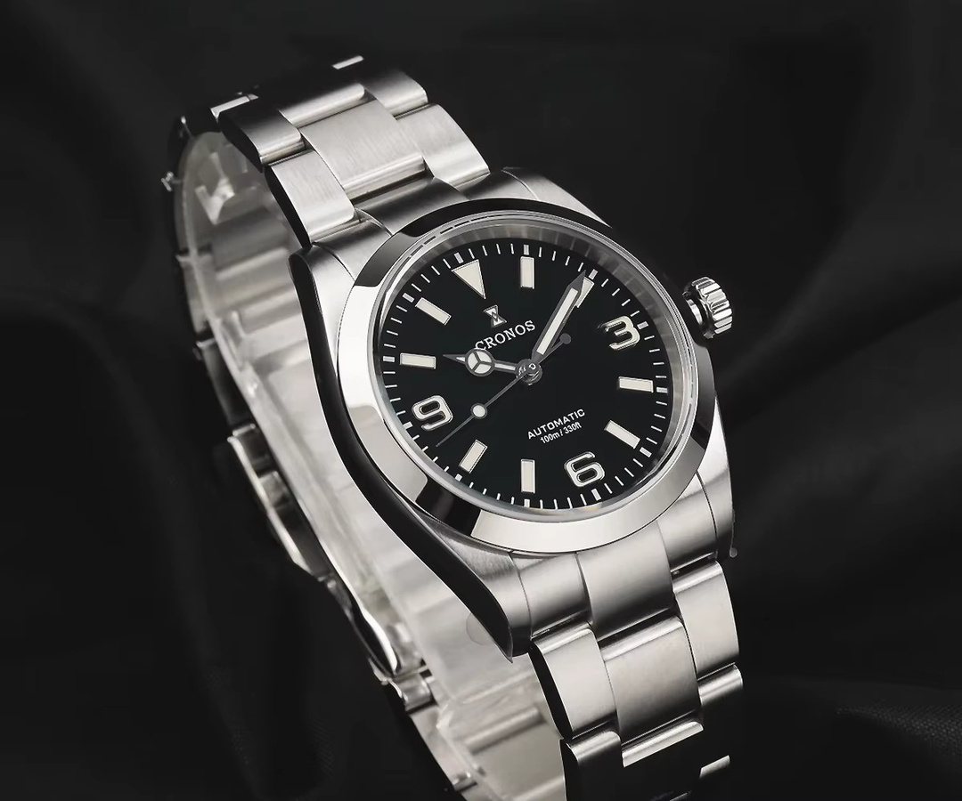 Cronos Armbanduhr, Automatik, Edelstahl, 36 mm, Herren, Schwarz - Bild 2