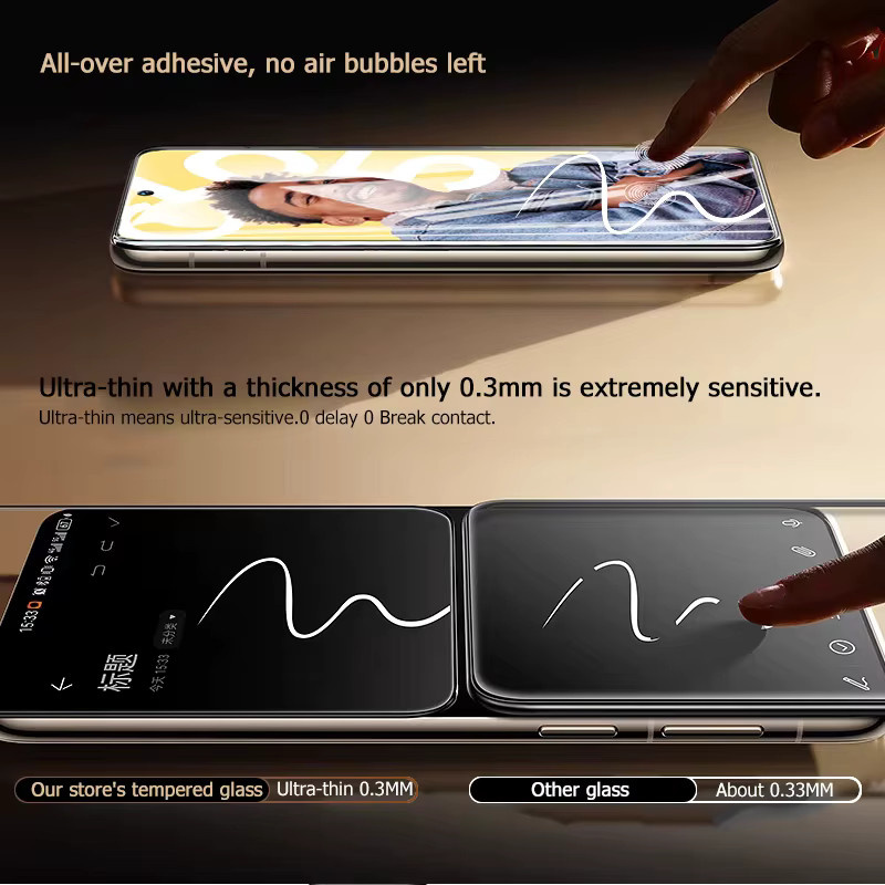 3er-Set Gehärtetes Glas Display Schutzfolie für Realme C55, 9H Härte, Transparent, Vollabdeckung mit Fingerabdruck-Entsperrung - Bild 4