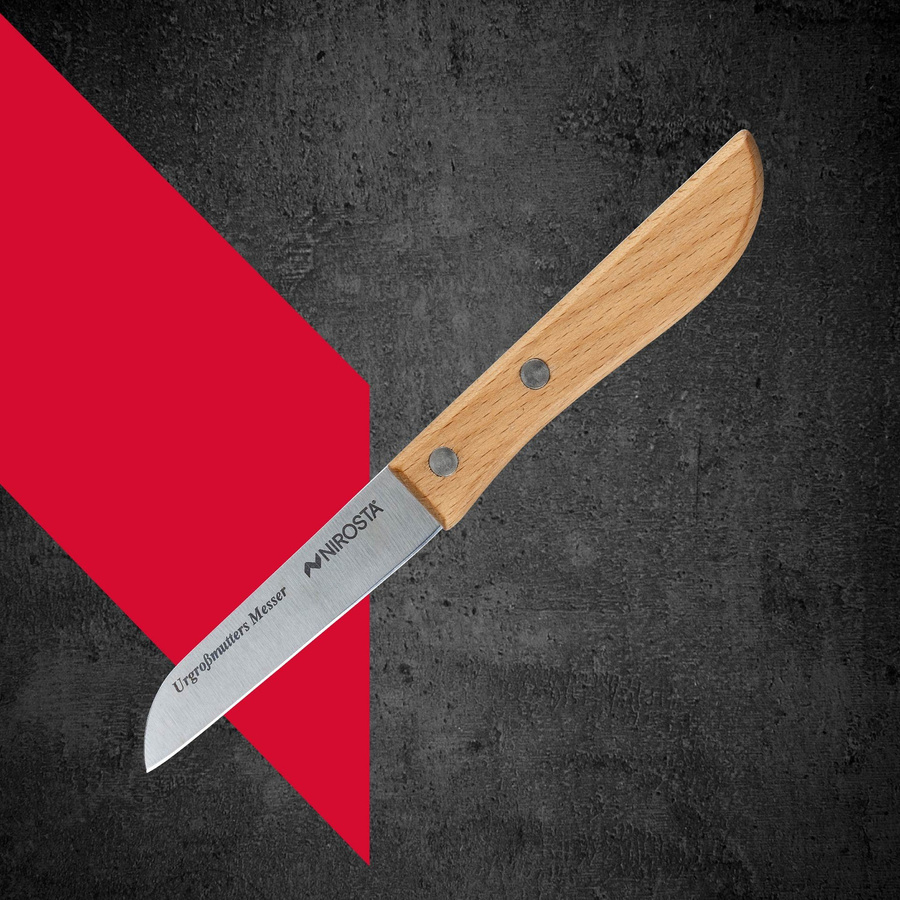 Nirosta Urgroßmutters Pariermesser mit Holzgriff und 8 cm Klinge in Silber - Bild 2