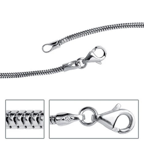 Colfem Schlangenkette 585 Weißgold, 1,6 mm, 42 cm, Unisex - Bild 1