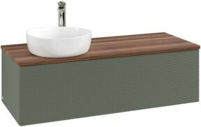 V&B Waschtischunterschrank Antao mit Frontstruktur und Beleuchtung, Farbe: Weiss/Grau, B/T/H: 120 x 50 x 50 cm - Bild 1