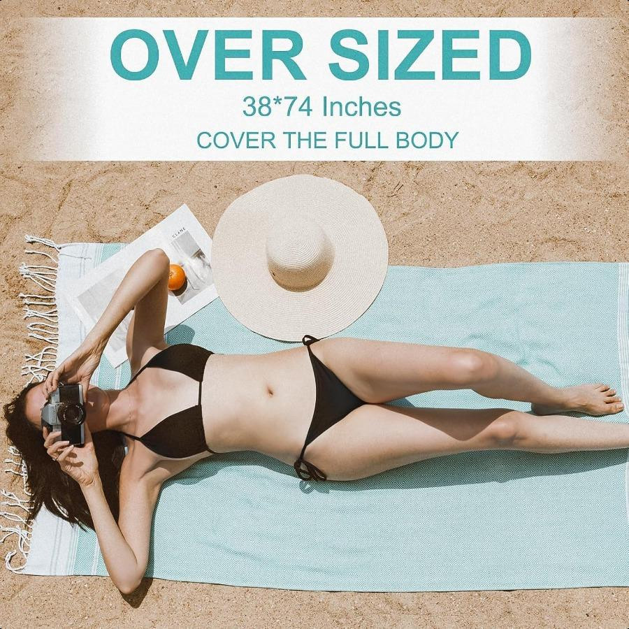 6er-Pack Trend CCC Türkische Strandtücher aus 100% Baumwolle, sandfrei und schnelltrocknend, Multicolour, Breite: 74 cm, Tiefe: 38 cm - Bild 4