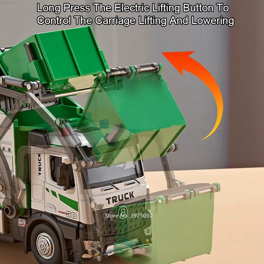 YBC YIBAICHENG Hygiene Müllwagen Spielzeugauto, 1:18, mit Licht und Sound - Bild 4