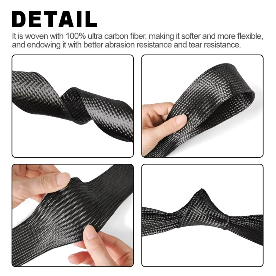 Hochtemperaturbeständige Glasfaserkabelummantelung in Schwarz mit 6 mm Hohlgeflecht als leitfähiges Band und Drahtabschirmhülle - Bild 2