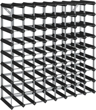 vidaXL Weinregal aus Massivkiefernholz und verzinktem Stahl in Schwarz für 72 Flaschen