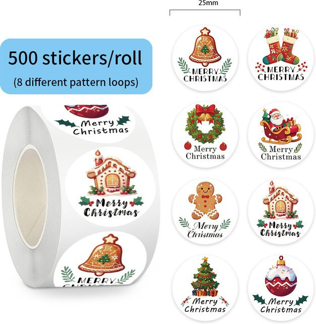 500 Stück Weihnachtsaufkleber YourLife Store in Multicolor aus Papier zur Dekoration von Geschenken und Karten - Bild 1