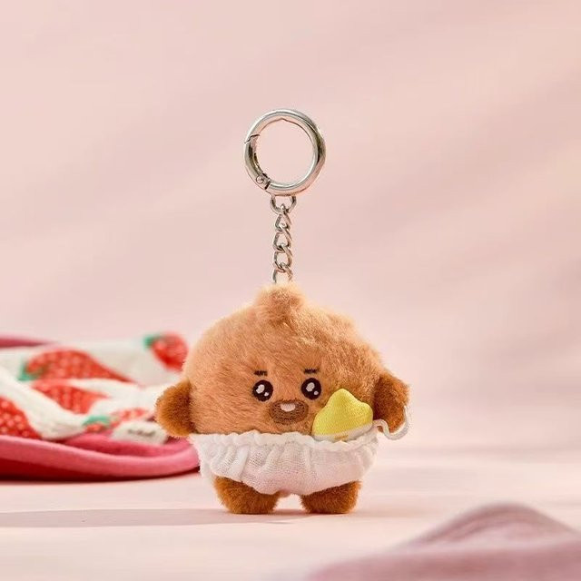 BT21 SHOOKY Plüschpuppe Kpop Schlüsselanhänger, Neugeborenen-Version, beige - Bild 1