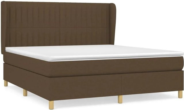 vidaXL Boxspringbett mit Matratze Dunkelbraun aus Stoff und Lärchenholz B/T/H: 180 x 200 cm - Bild 1