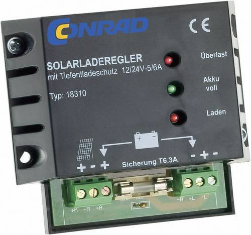 No Name P-L Laderegler PWM 12 V 24V 6A in Schwarz - Bild 1