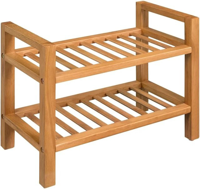 vidaXL Schuhregal aus massivem Eichenholz in Braun mit 2 Etagen, B/T/H: 50 x 27 x 40 cm - Bild 1