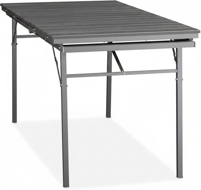 Relaxdays Gartentisch aus PE-Kunststoff und Stahl, grau, klappbar und ausziehbar, B/T/H: 166 x 76 x 78 cm - Bild 1