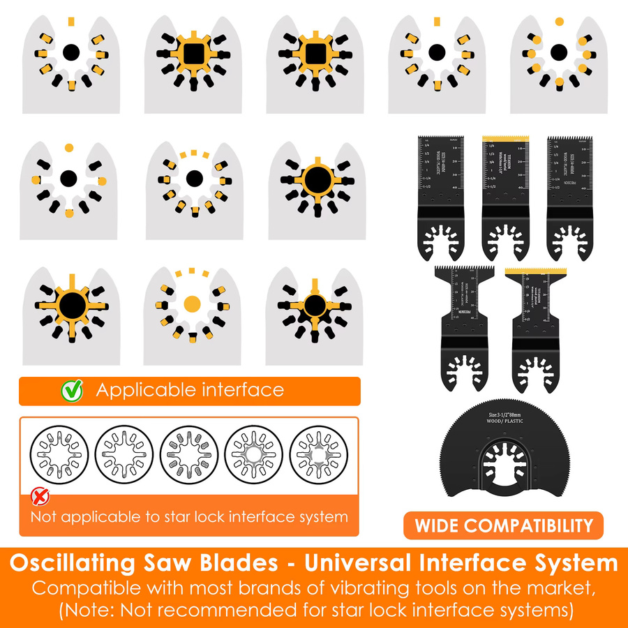 Hands DIY Set mit 27/12 Stück oszillierenden Sägeblättern als universelle Multi-Tool-Schneidklingen zum Schneiden von Holz, Metall und Kunststoff - Bild 3