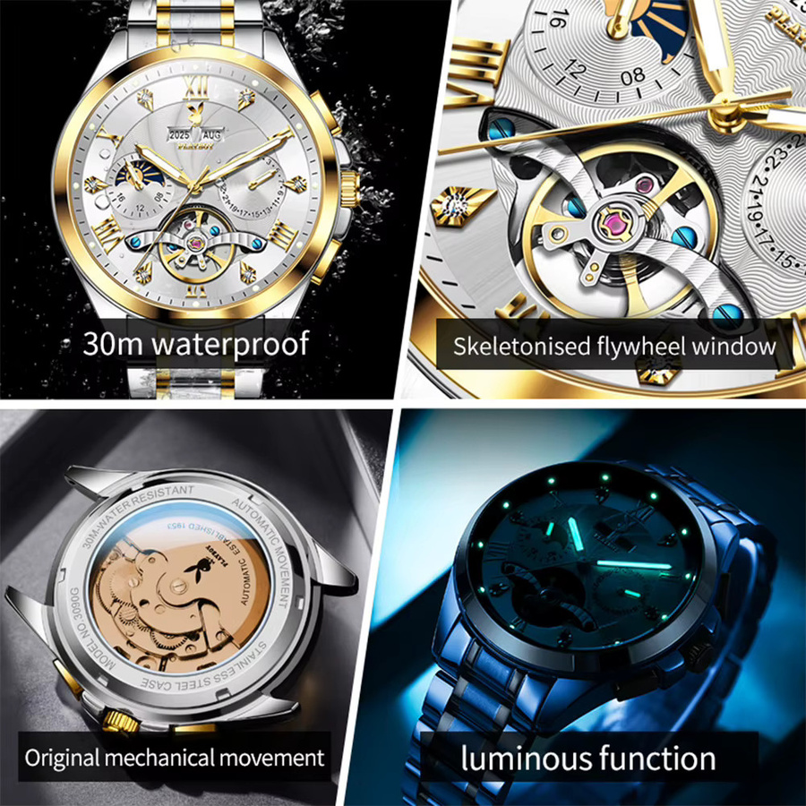PLAYBOY Armbanduhr Automatik, Edelstahl, Mondphase, Herren - Bild 4