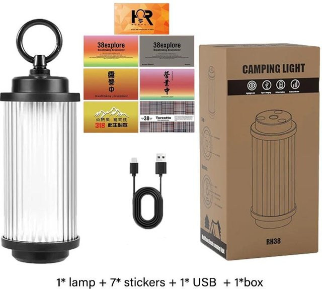 YJMP Super Lighting Mini 38 Explore Campinglampe USB wiederaufladbare LED Zeltlaterne mit Magnetfunktion und IPX5 Wasserschutz in Schwarz - Bild 1