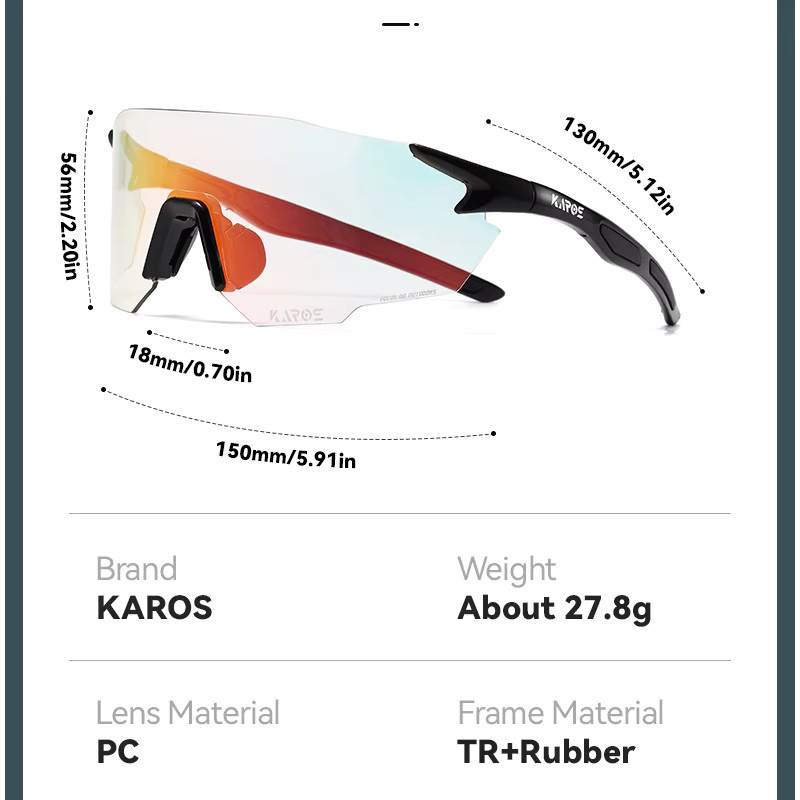KAROS K01 Sportsonnenbrille, Photochrome, Unisex, Kunststoff - Bild 3