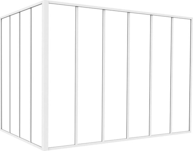 Vente-unique Glaswand Bayview Weiß aus Aluminium und Glas, Breite: 180 cm, Höhe: 120 cm - Bild 1