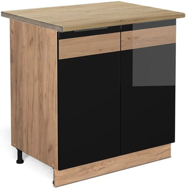 Vicco Herdbauschrank R-Line in Anthrazit und Weiß im Landhausstil mit Marmor-Optik, Breite: 60 cm, Höhe: 81,6 cm, Tiefe: 60 cm - Bild 1