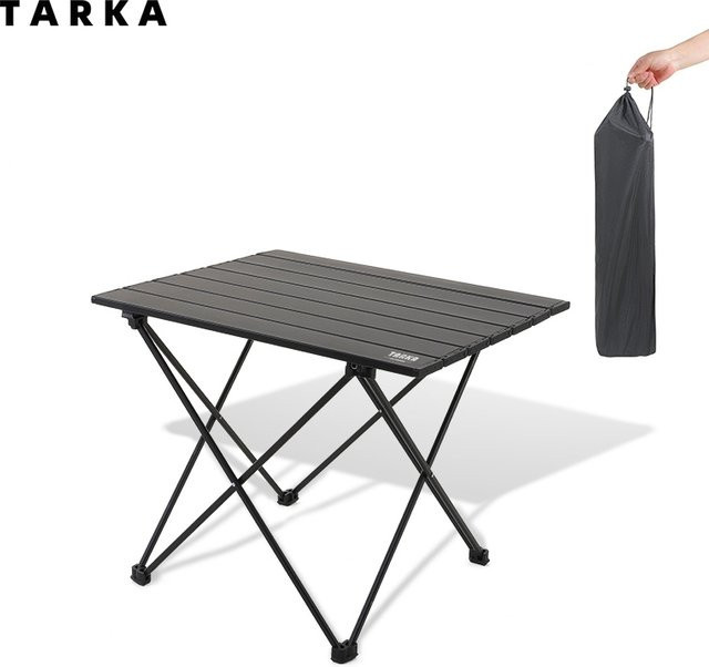 TARKA Outdoor Camping Klapptisch aus Aluminium in Schwarz, tragbarer Faltbarer Picknicktisch für BBQ und Party - Bild 1