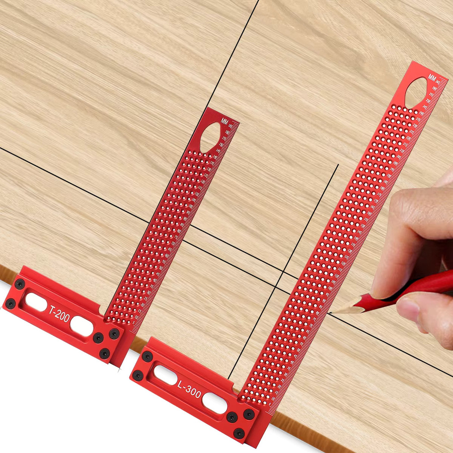 Präzisions Glasritzrad und Markierungslinie aus Aluminiumlegierung in Rot für die Holzbearbeitung und Lochpositionierung - Bild 2