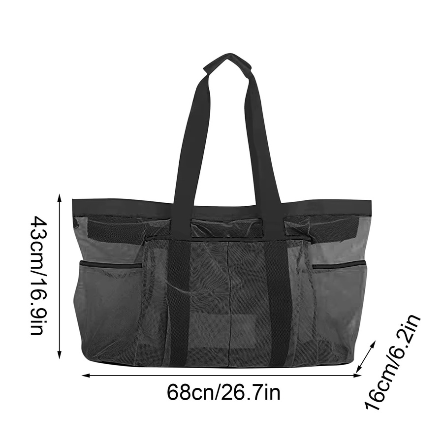 Kevat Vesi Strandtasche aus Mesh in Blau oder Schwarz, Tragbare Mesh-Einkaufstasche für Strand, Pool und Reise, B/T/H: 68,0 x 43,0 x 43,0 cm - Bild 5