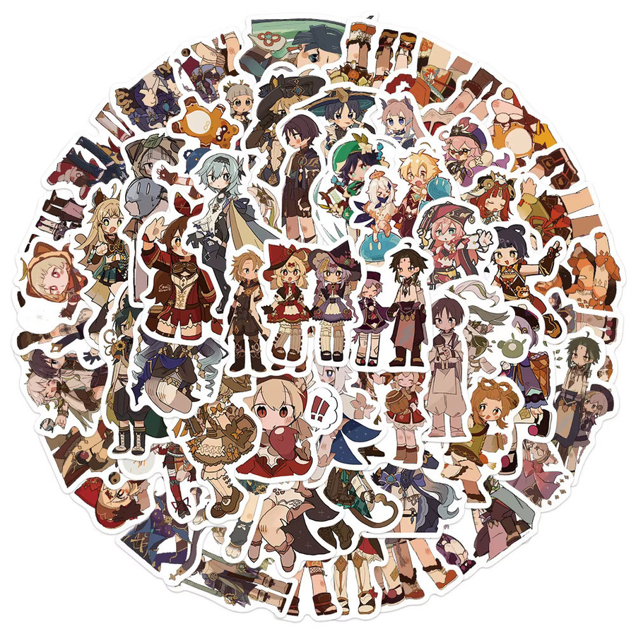 Rspctou Genshin Impact Aufkleber, Cartoon Anime-Sticker, Set - Bild 2