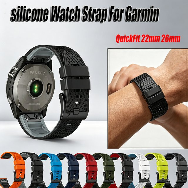 QCTOG Uhrenarmband Silikon, Schwarz, Unisex - Bild 1