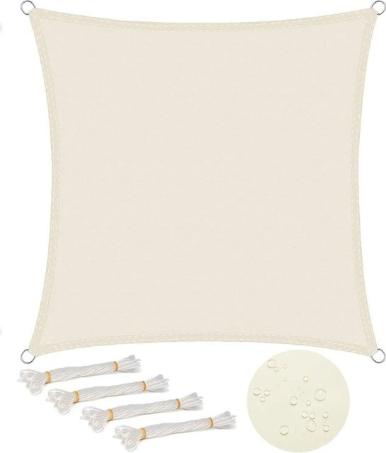 WOLTU Sonnensegel aus PES als Sonnenschutz und Windschutz mit UV-Schutz, Farbe: Creme, B/B/H: 300 x 300 x 300 cm - Bild 1