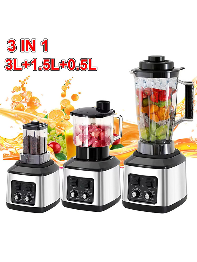 TKKEACE 3-in-1-Elektromixer Küchenmaschine mit 9500 W Leistung, multifunktionaler Smoothie-Maker und Entsafter, inklusive Behälter für 3 l, 1,5 l und 0,5 l - Bild 6
