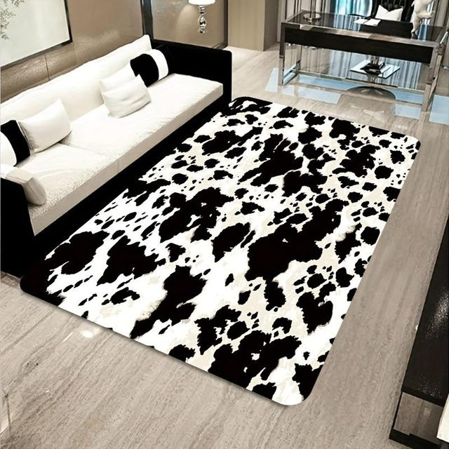 BC-Warm Home Teppich mit Kuhmuster in Schwarz-Weiß, rutschfester und maschinenwaschbarer Flächenteppich, B/T: 120 x 160 cm - Bild 1