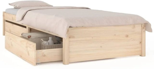 vidaXL Bett aus Massivholz mit Schubladen in Braun, B/T/H: 75 x 190 x 80,5 cm - Bild 1