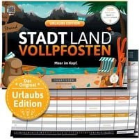 Denkriesen Stadt Land Vollpfosten - Urlaubs Edition, Partyspiel - Bild 1