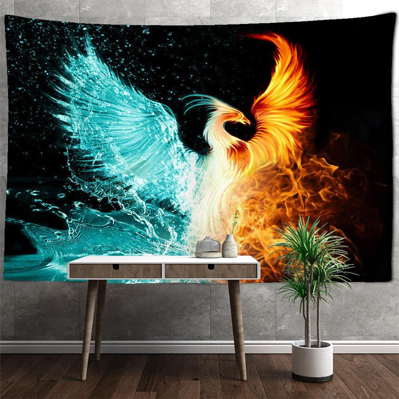 Binchi Outdoor Equipment Wandbehang Totem Phönix aus Eis und Feuer, abstrakte Boho-Dekoration in Mehrfarbig, B: 95 cm, H: 70 cm - Bild 5