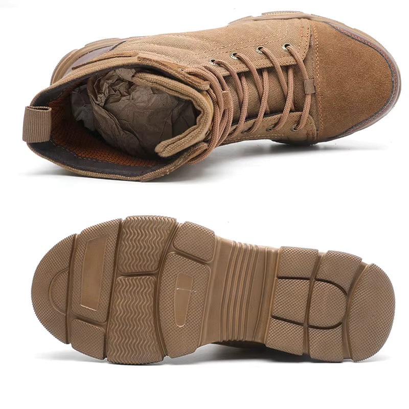 Kankeirr Sicherheitsstiefel für Herren mit Stahlkappe in Schwarz und Braun, hoch geschnittene Arbeitsschuhe, bruchsicher, pannensicher und rutschfest - Bild 3
