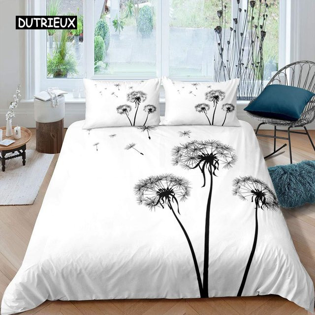 Binchi Bettbezug-Set Löwenzahn für Kinder in Weiß, Queen-Size, aus Mikrofaser mit Kissenbezug, B/H: 200 x 230 cm - Bild 1