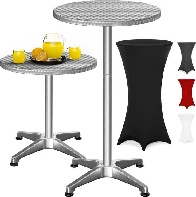 CASARIA Stehtisch aus Aluminium in Silber mit schwarzer Stehtischhusse, B/T/H: 115 x 60 x 60 cm - Bild 1