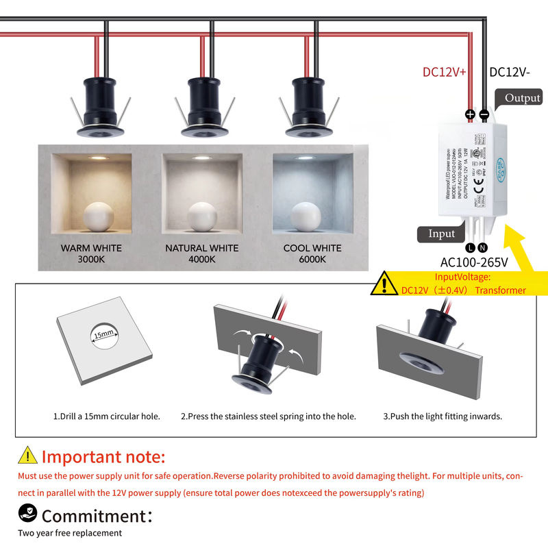 KPSUN Outdoor LED Deckenstrahler IP65 mit Transformator, 1W Mini LED Downlight für Party und Bühne, 12V - Bild 4