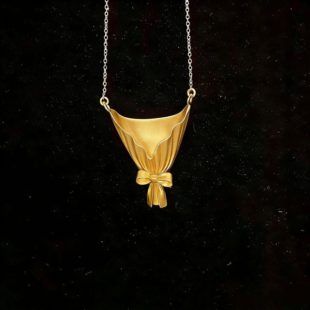 Halskette Blumenstrauß-Clip-Anhänger, Gold, Damen - Bild 1