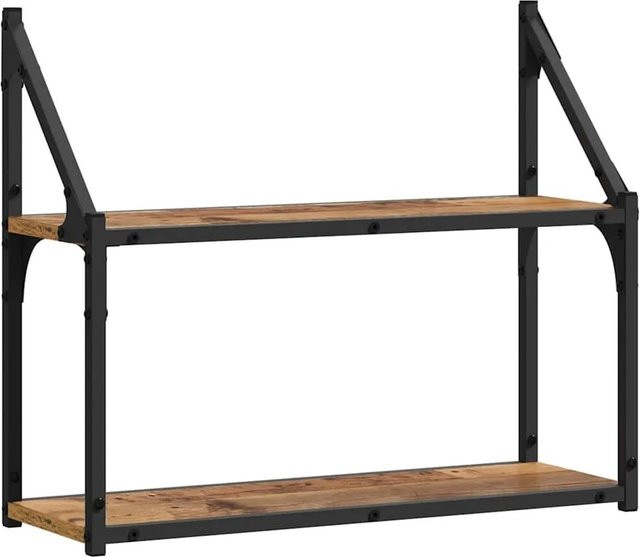 vidaXL Wandregal aus Altholz und Metall in Braun, B/T/H: 60 x 21 x 51 cm - Bild 1