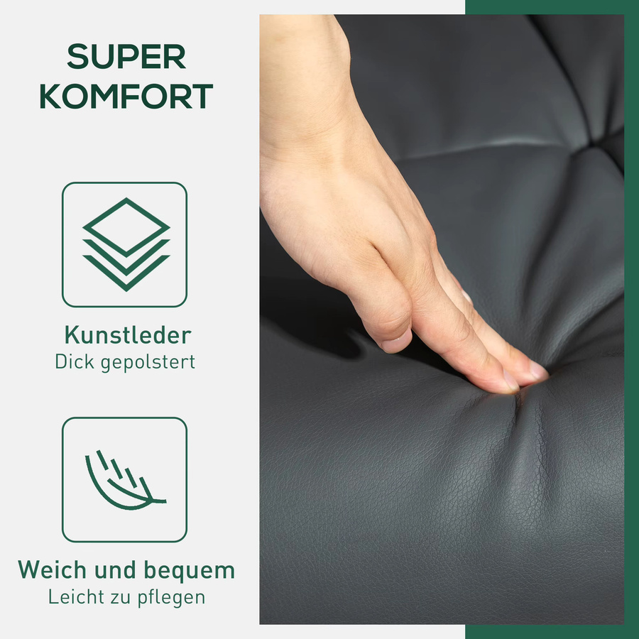 HOMCOM Relaxsessel mit Hocker, 360 Grad drehbarer Fernsehsessel mit Liegefunktion aus Kunstleder für Wohnzimmer und Schlafzimmer, Dunkelgrau, Braun, Cremeweiß - Bild 6