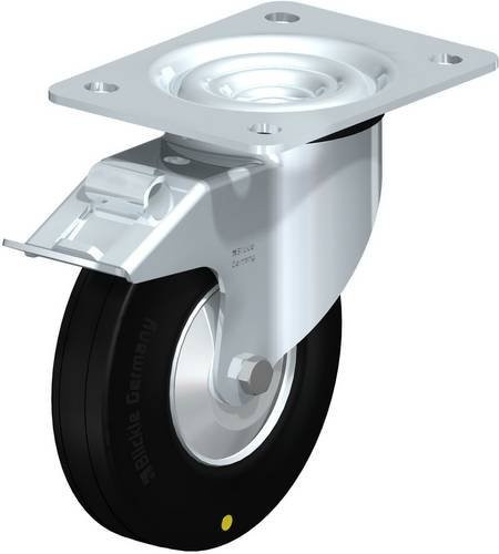 Blickle Lenkrolle L-V 140R-FI-EL-FA mit Feststeller in Schwarz und Silber, Rad-Durchmesser: 140 mm, Tragfähigkeit: 115 kg - Bild 1