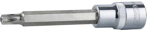 KS Tools CHROMEplus Bit-Stecknuss TX mit Stirnlochbohrung lang silber aus Edelstahl - Bild 1