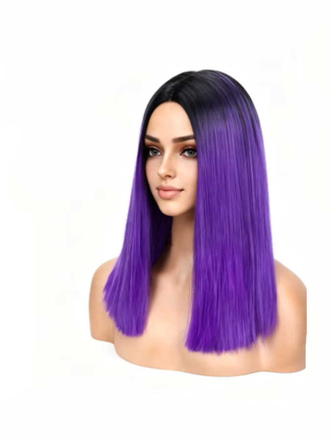 WENYAN Perücke, Bob-Perücke, Ombre Lila, Synthetisch, 14 Zoll - Bild 7